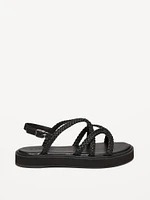 Braided Strap Platform Sandals for Women
