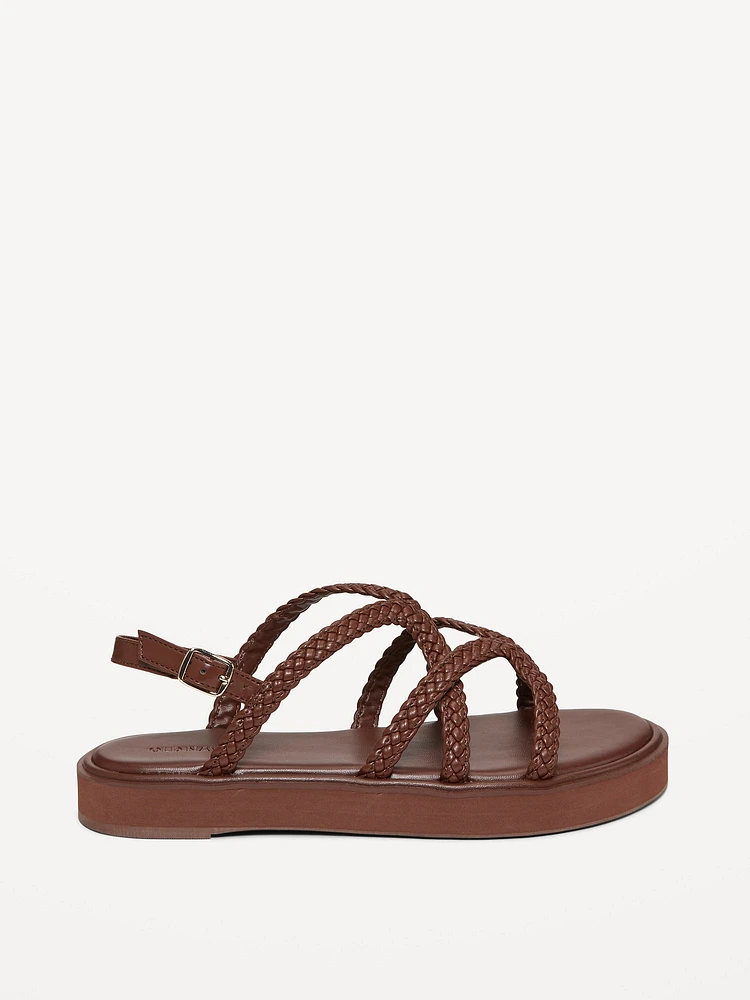 Braided Strap Platform Sandals for Women