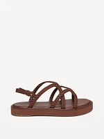Braided Strap Platform Sandals for Women