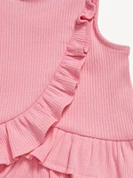 Sleeveless Ribbed Ruffle-Trim Top and Shorts Set for Baby
