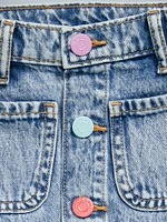 High-Waisted Button-Front Skirt for Toddler Girls