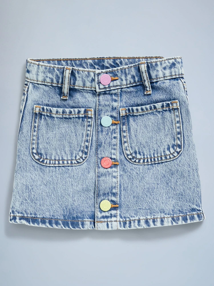 High-Waisted Button-Front Skirt for Toddler Girls