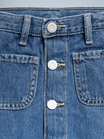 High-Waisted Button-Front Skirt for Toddler Girls