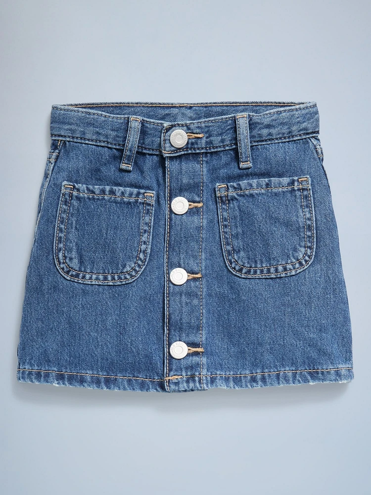 High-Waisted Button-Front Skirt for Toddler Girls