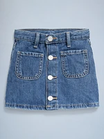 High-Waisted Button-Front Skirt for Toddler Girls