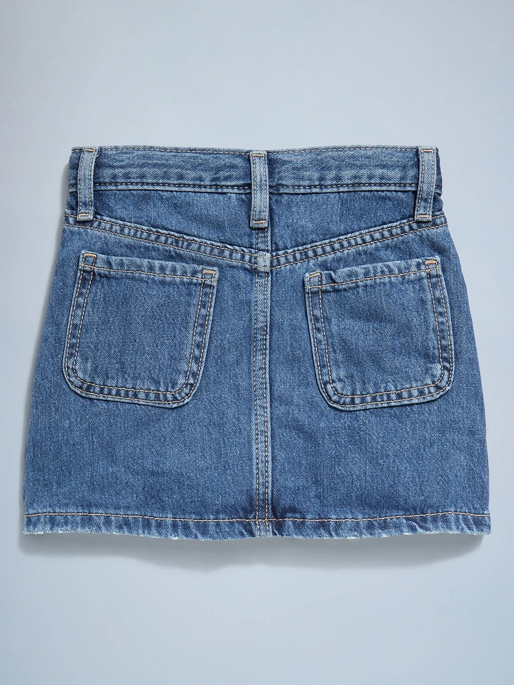 High-Waisted Button-Front Skirt for Toddler Girls