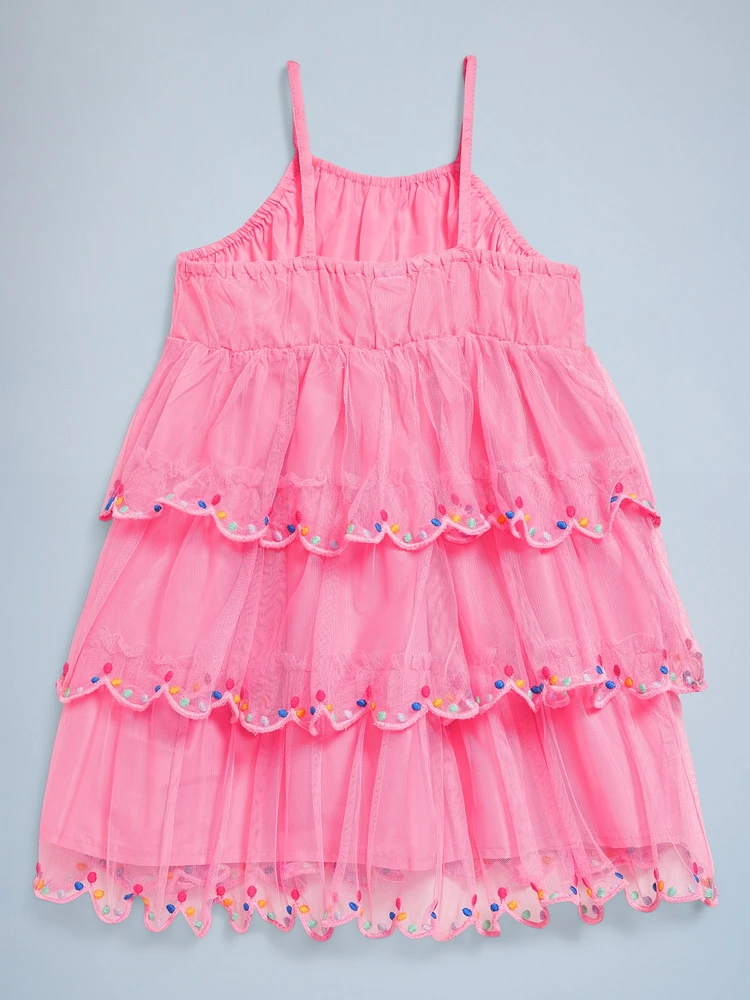 Birthday Sleeveless Tulle Fit and Flare Dress for Toddler Girls