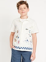 Printed Short-Sleeve Linen-Blend Shirt for Boys