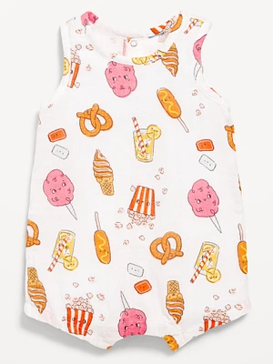 Printed Sleeveless Double-Weave One-Piece Romper for Baby