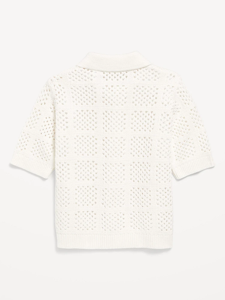 Oversized Crochet-Knit Shirt for Toddler Boys