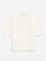 Oversized Crochet-Knit Shirt for Toddler Boys