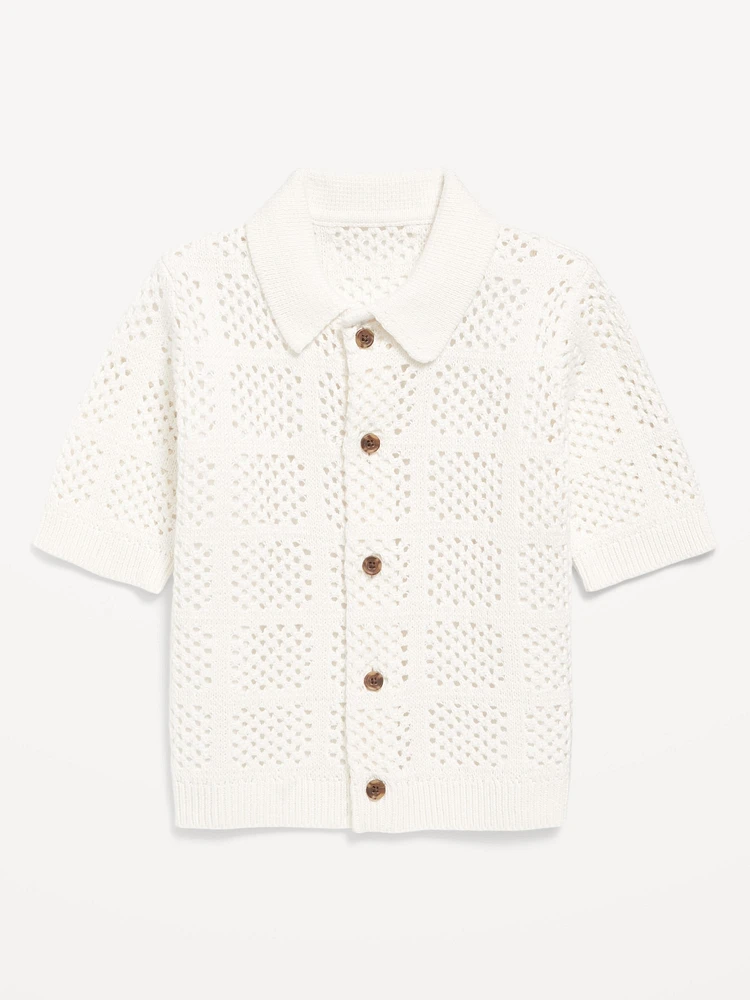 Oversized Crochet-Knit Shirt for Toddler Boys