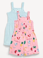 2-Pack Sleeveless Smocked Romper for Girls