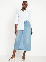 Mid-Rise Jean Maxi Skirt