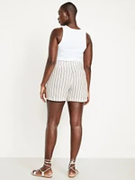 Extra High-Waisted Linen-Blend Taylor Trouser Shorts -- 5-inch inseam