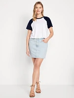 Mid-Rise Wow Jean Mini Skirt