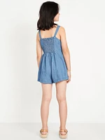 Sleeveless Button-Front Romper for Girls
