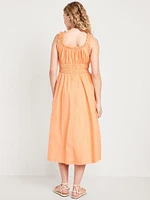 Waist-Defined Ruffled Midi Dress