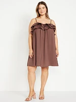 Ruffle-Trim Satin Mini Dress