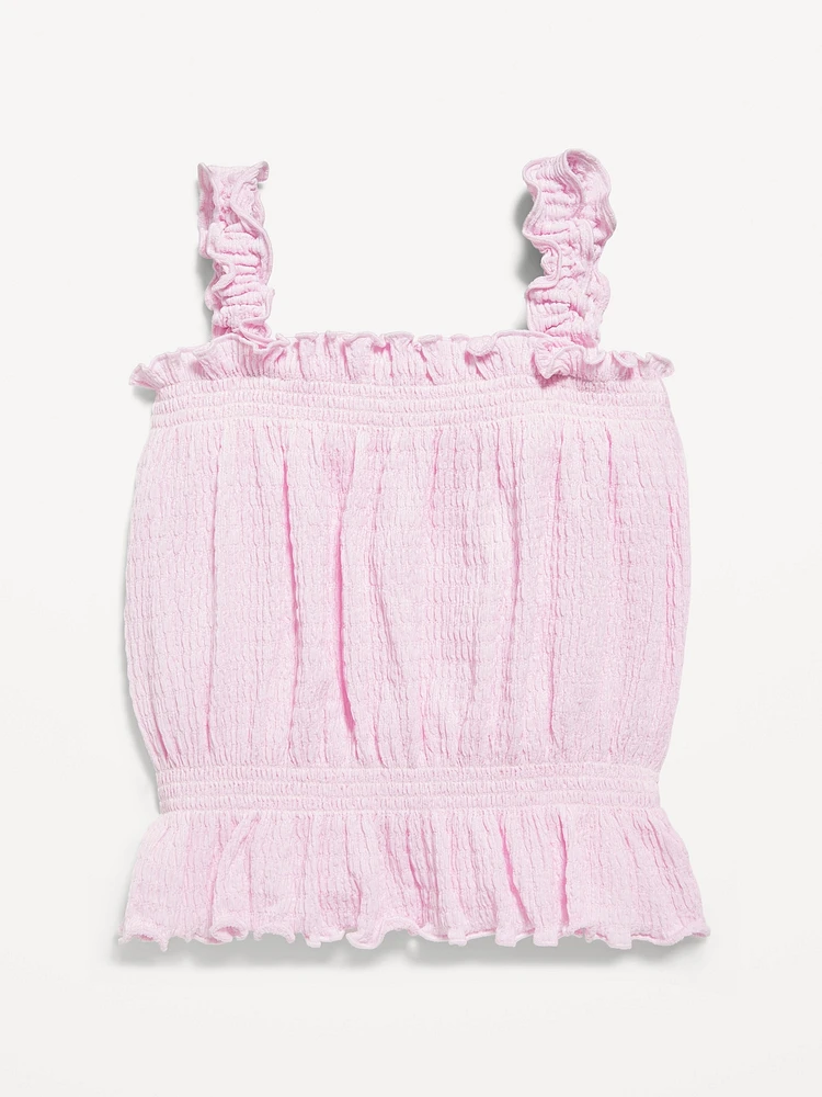 Sleeveless Crinkle Jacquard Peplum Tank Top for Toddler Girls