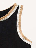 Sleeveless Crochet-Trim Top for Girls