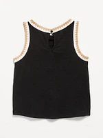 Sleeveless Crochet-Trim Top for Girls
