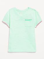 Softest Stitch-Trim Pocket T-Shirt for Girls
