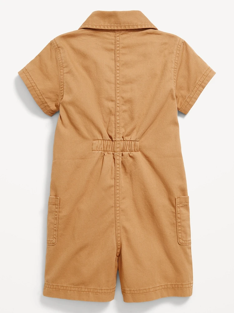 Short-Sleeve Utility Romper for Toddler Girls