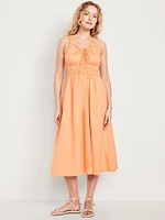 Waist-Defined Ruffled Midi Dress