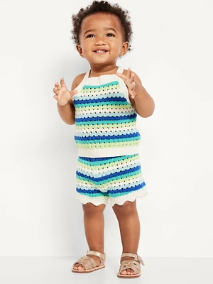 Crochet-Knit Top and Shorts Set for Baby
