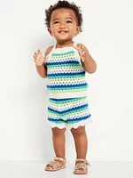Crochet-Knit Top and Shorts Set for Baby