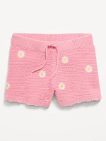 Sweater-Knit Embroidered Shorts for Girls