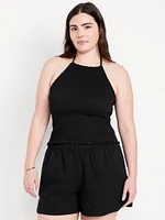 Sleeveless Smocked Crop Top