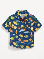 Short-Sleeve Linen-Blend Pocket Shirt for Baby