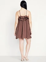 Ruffle-Trim Satin Mini Dress