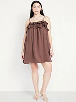 Ruffle-Trim Satin Mini Dress