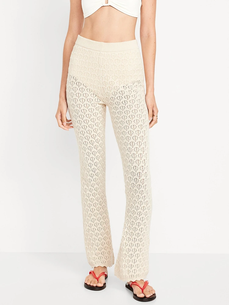 High-Waisted Crochet Flare Pants