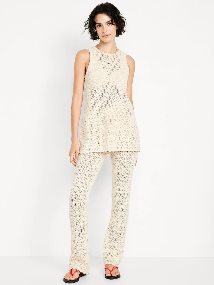 High-Waisted Crochet Flare Pants