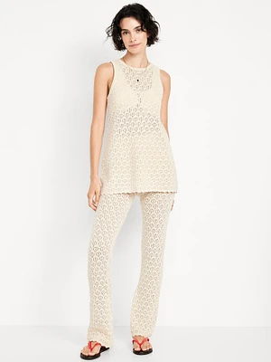 High-Waisted Crochet Flare Pants