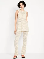 High-Waisted Crochet Flare Pants