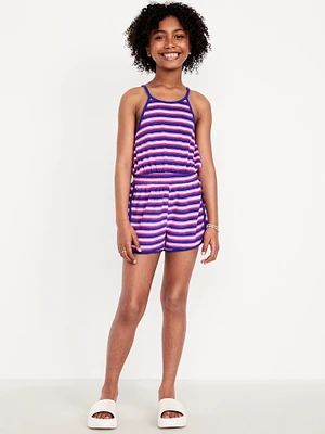 Waist-Defined Terry Romper for Girls