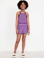 Waist-Defined Terry Romper for Girls