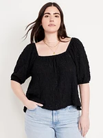 Puff-Sleeve Lace Top