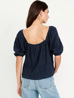 Puff-Sleeve Lace Top