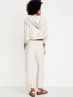 High-Waisted Towel Terry Barrel Ankle Pants