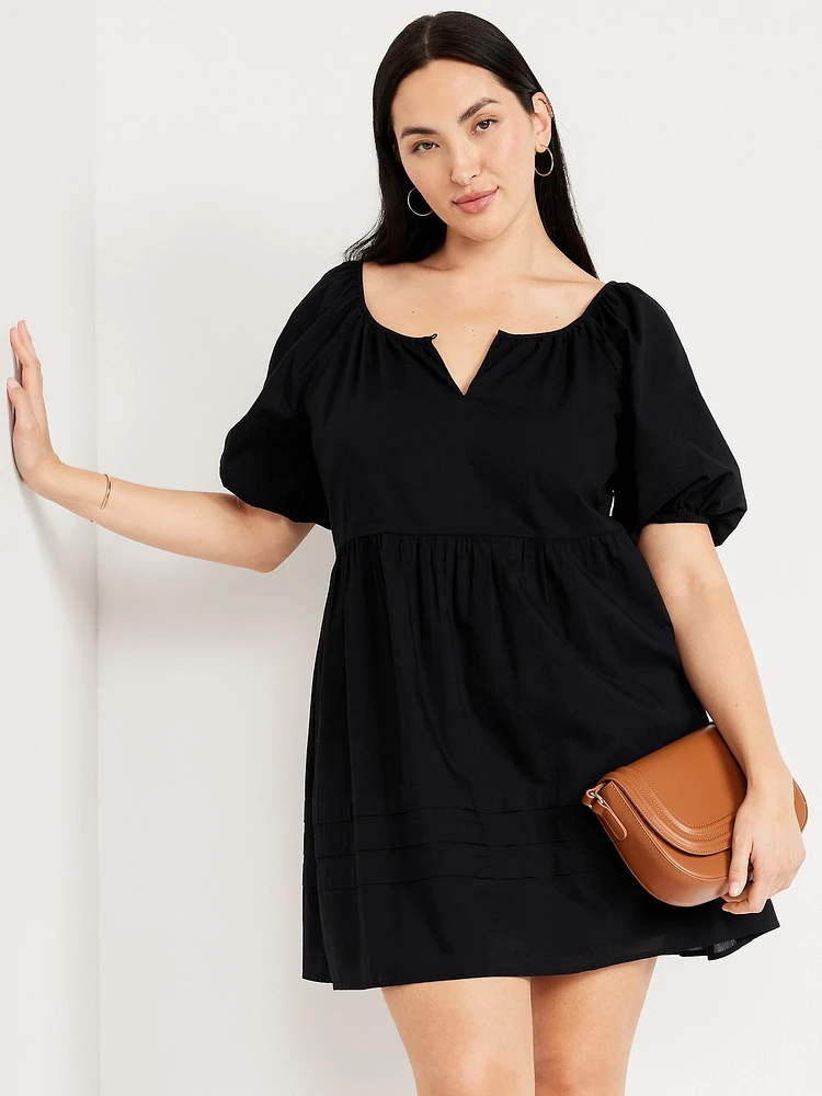 Pleated Mini Swing Dress