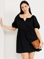 Pleated Mini Swing Dress