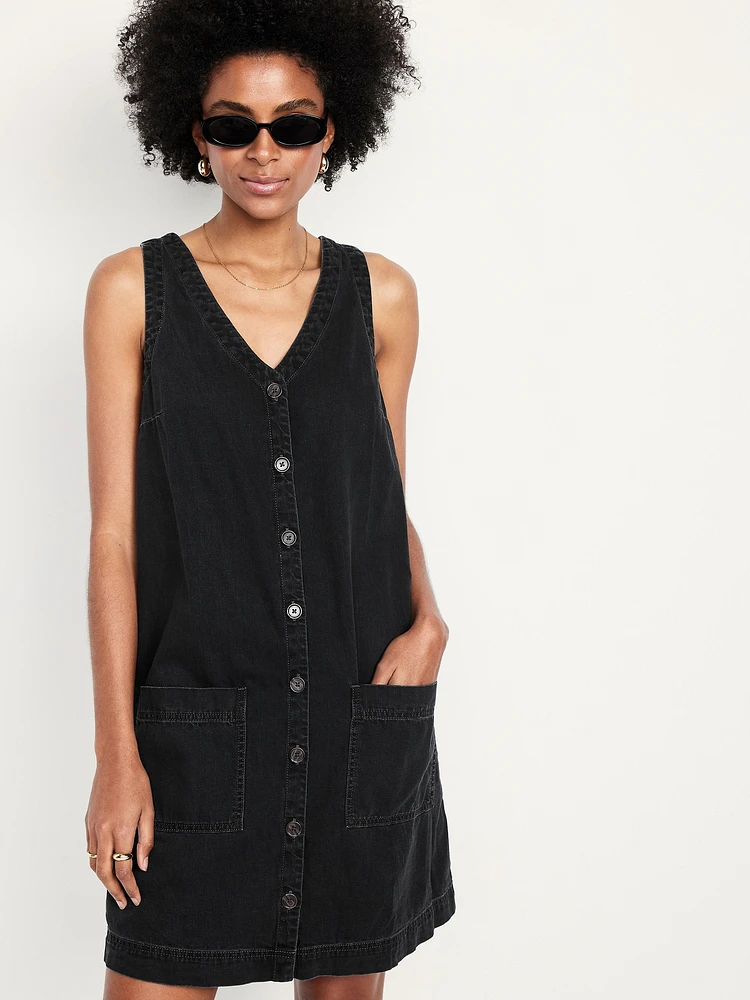 Sleeveless Button-Front Mini Dress