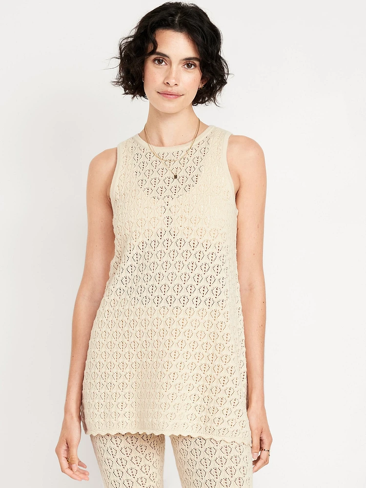 Sleeveless Crochet Tunic Sweater