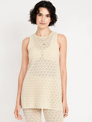 Sleeveless Crochet Tunic Sweater